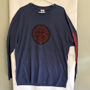 Chico Hot Springs Blue Long Sleeve Tee with Red Detail